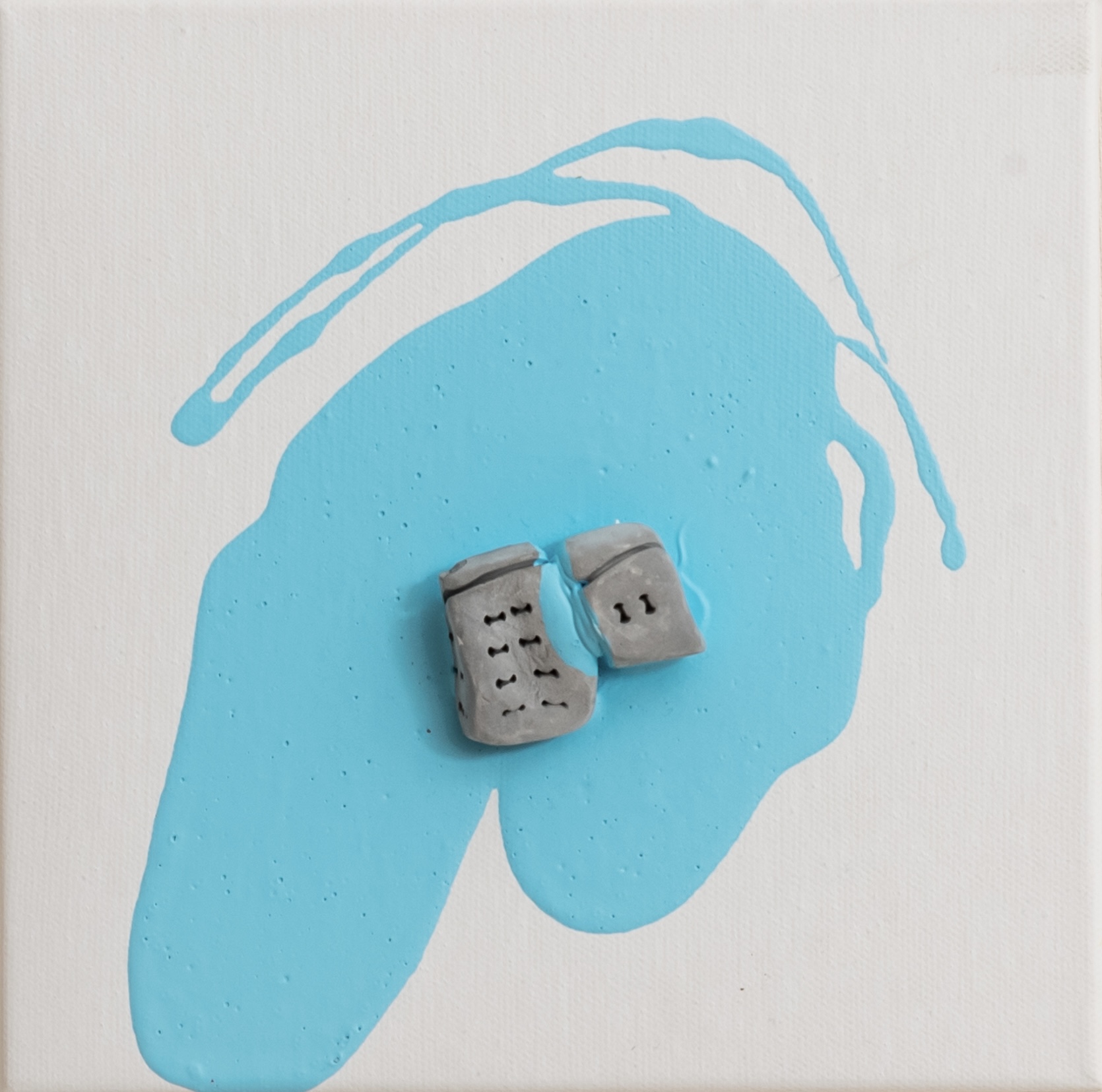 The places no33   ceramic & acrylic on canvas20 cm x 20 cm