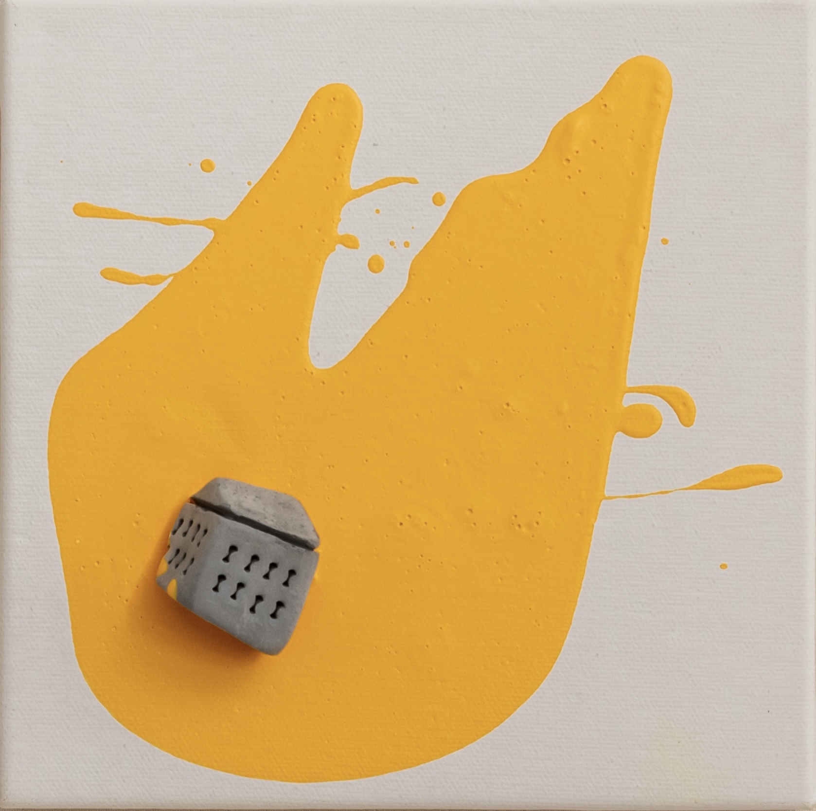 The places no37   ceramic & acrylic on canvas20 cm x 20 cm