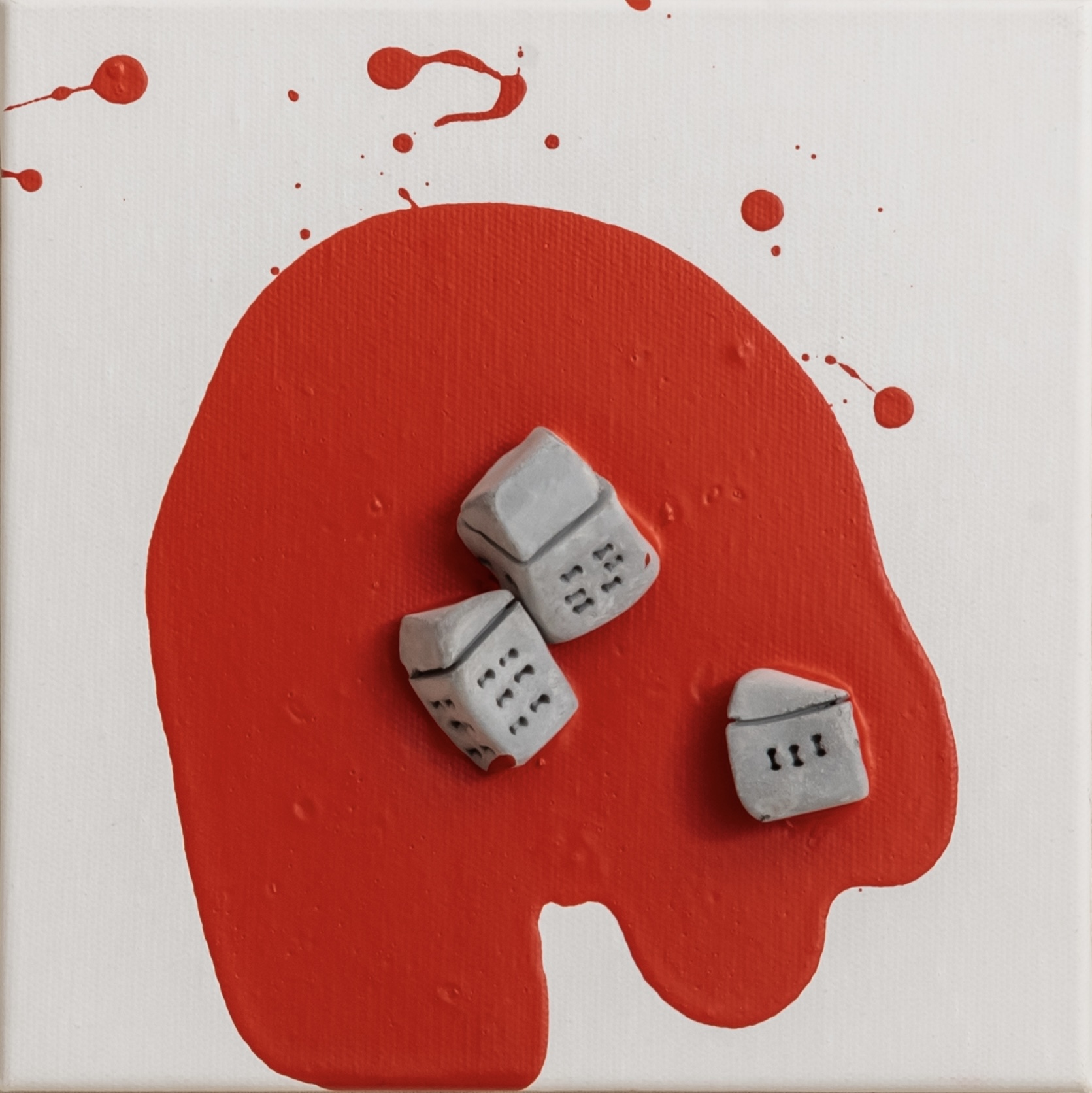 The places no46   ceramic & acrylic on canvas20 cm x 20 cm