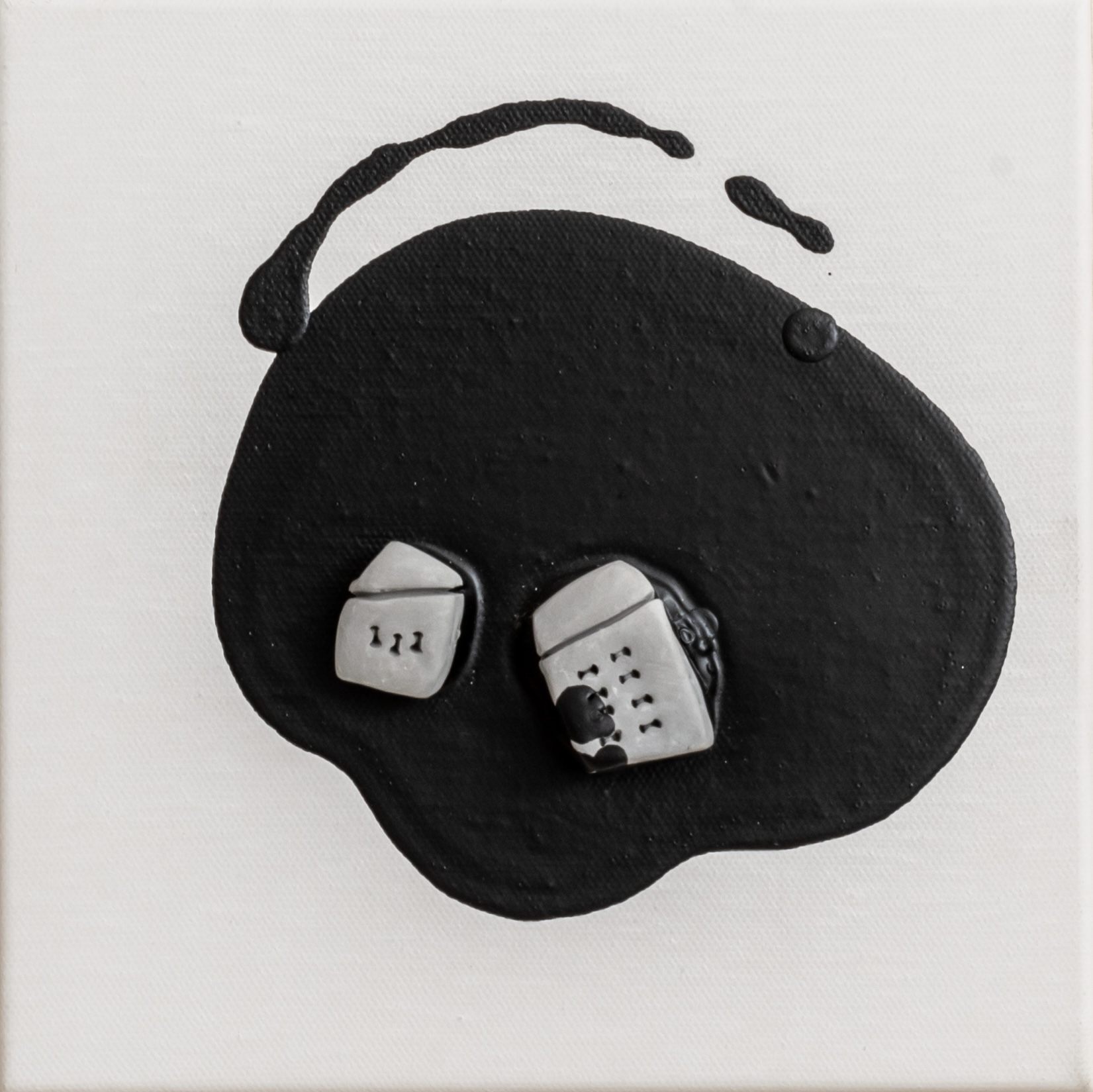 The places no43   ceramic & acrylic on canvas20 cm x 20 cm