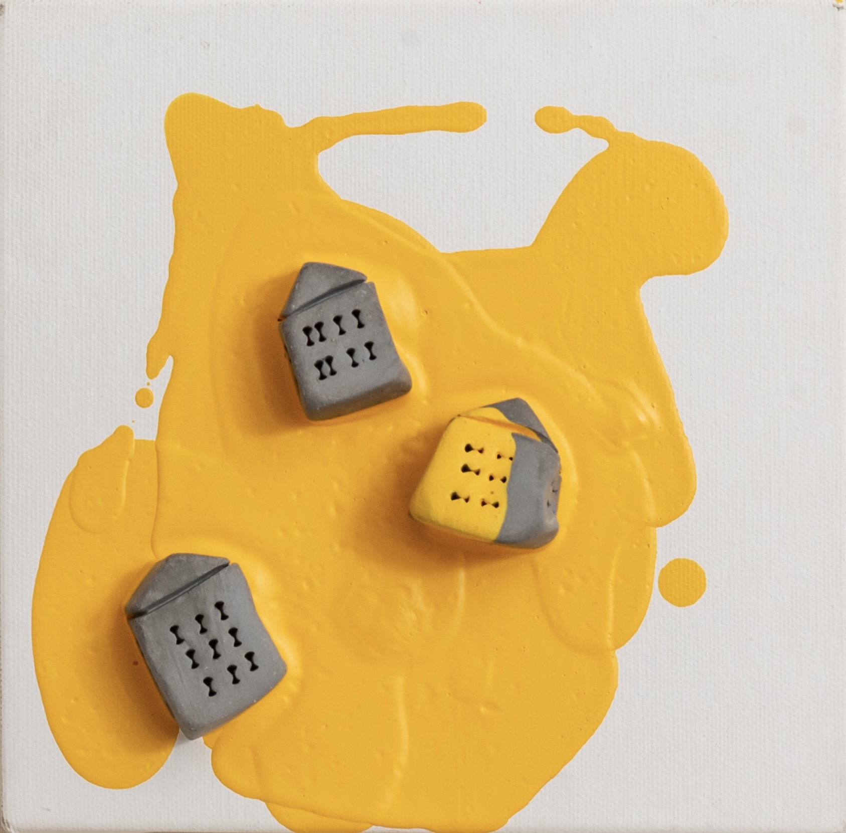 The places no12   ceramic & acrylic on canvas20 cm x 20 cm