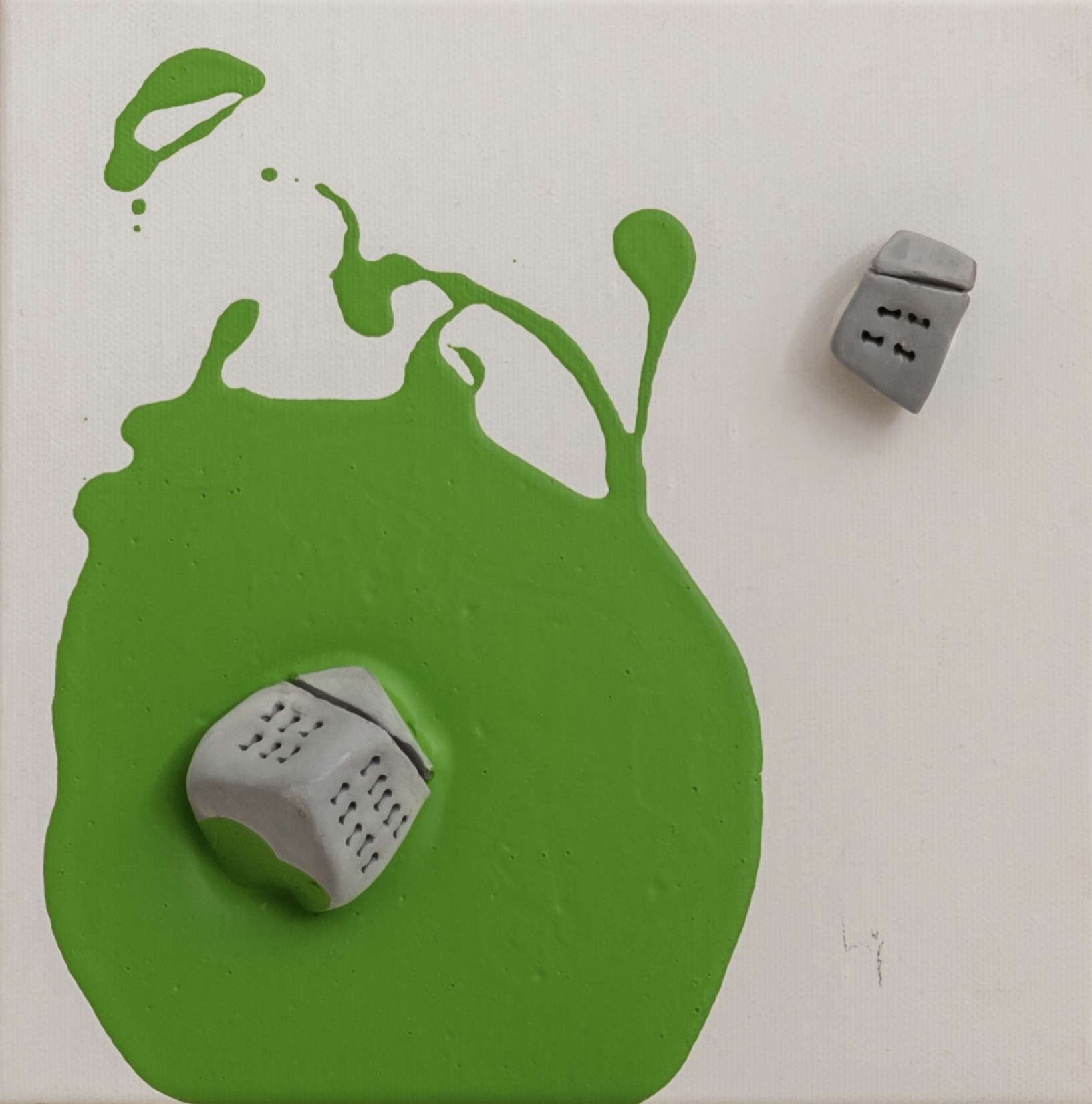 The places no19   ceramic & acrylic on canvas20 cm x 20 cm