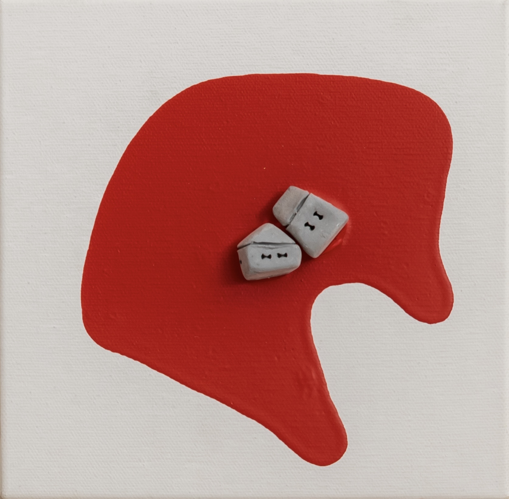 The places no20   ceramic & acrylic on canvas20 cm x 20 cm