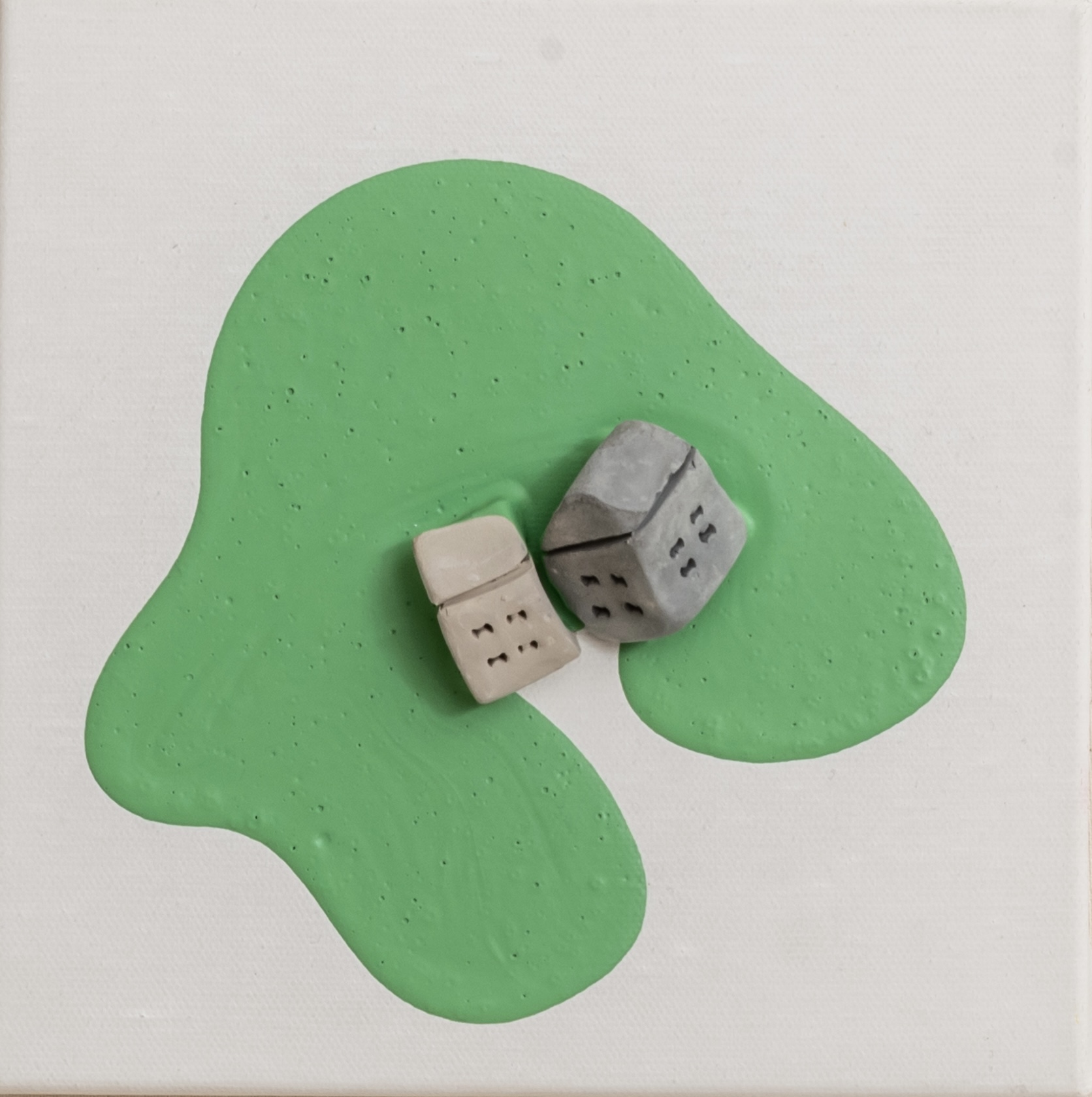 The places no38   ceramic & acrylic on canvas20 cm x 20 cm