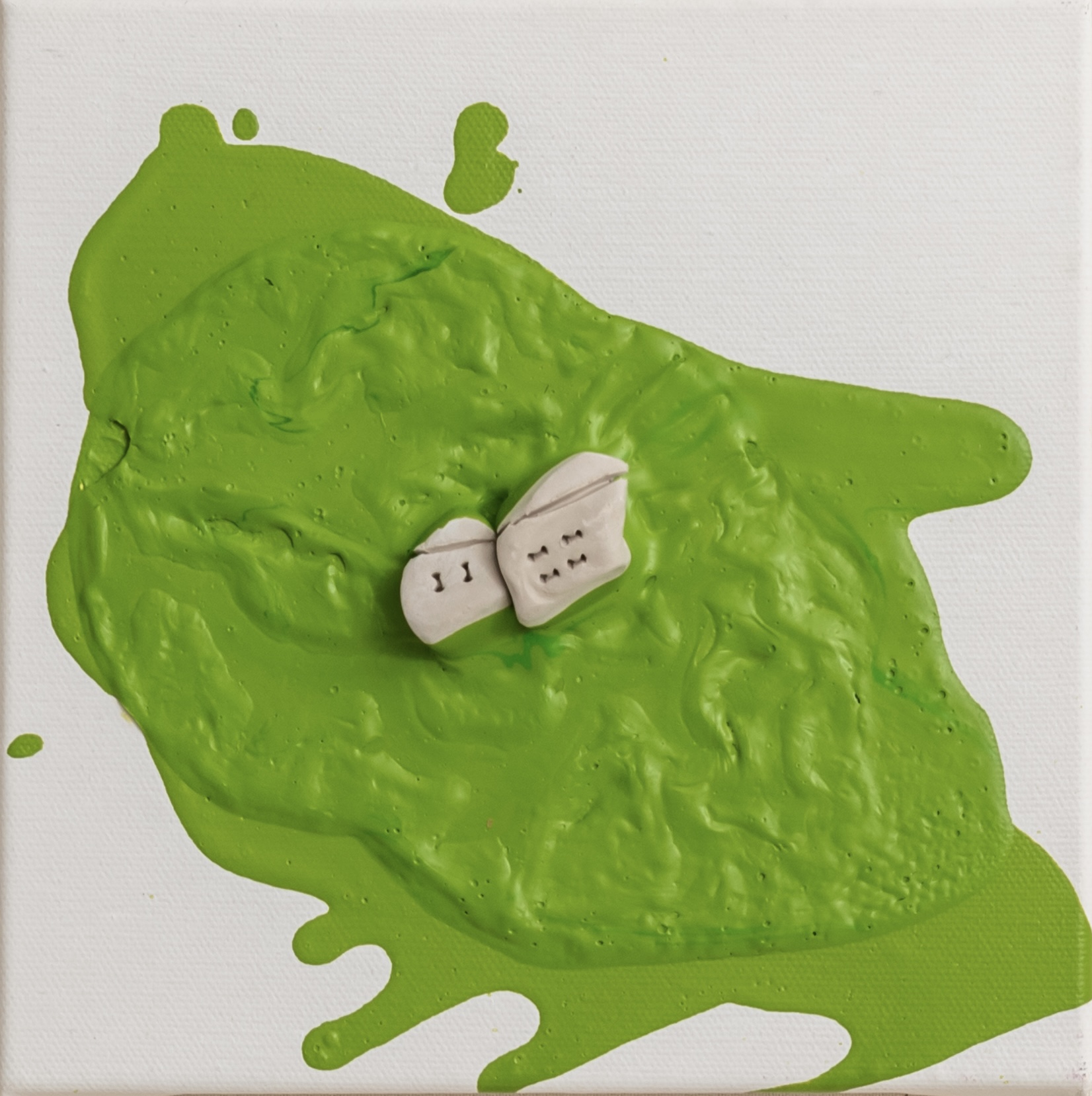 The places no35   ceramic & acrylic on canvas20 cm x 20 cm