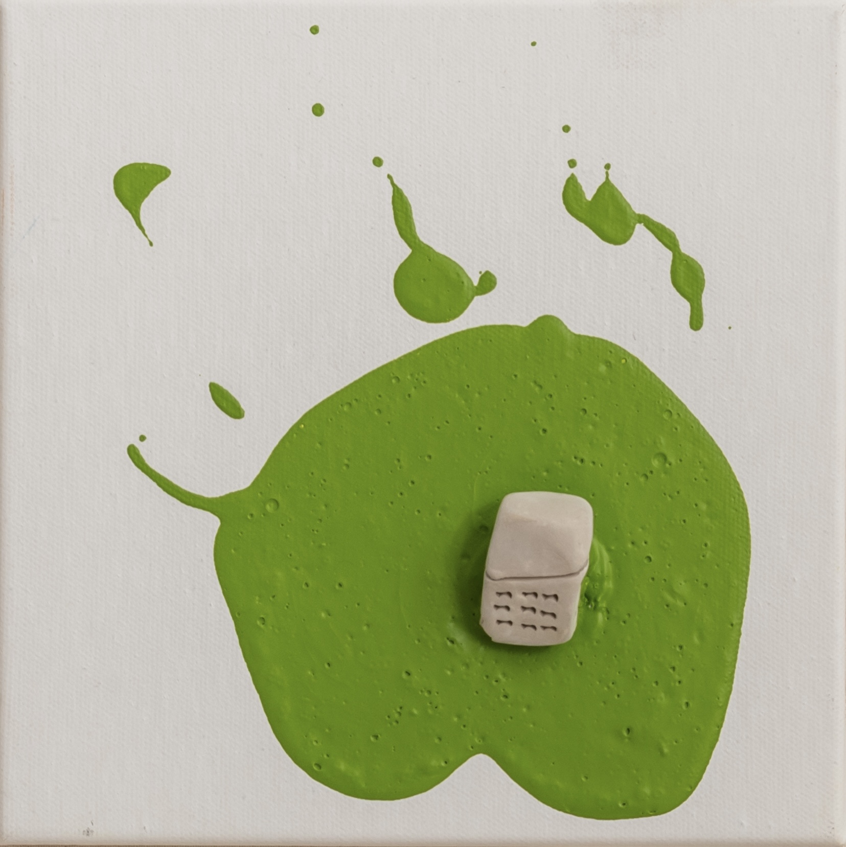 The places no42   ceramic & acrylic on canvas20 cm x 20 cm