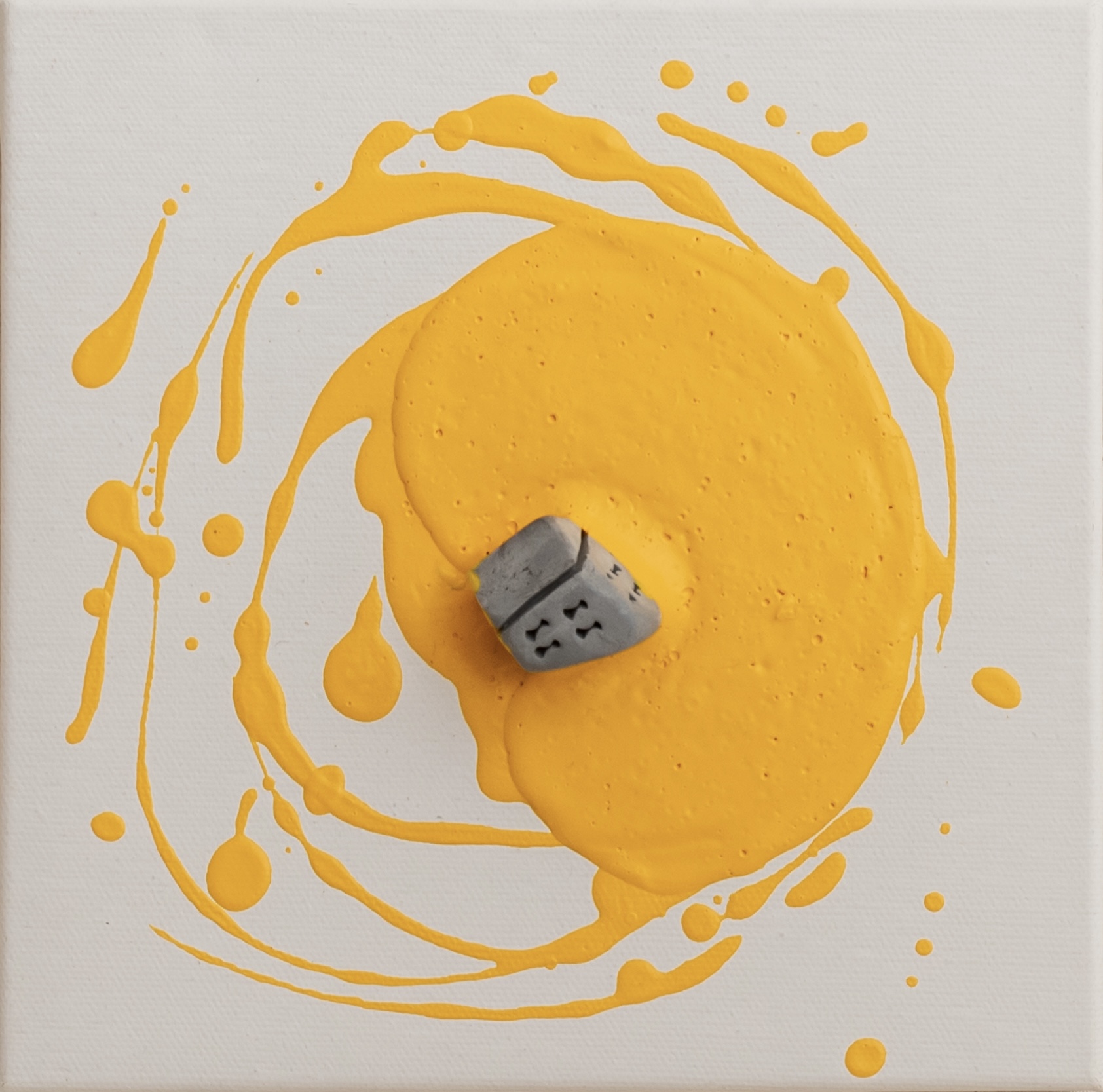 The places no25   ceramic & acrylic on canvas20 cm x 20 cm